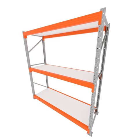 Mini Porta Pallet 200 Kg por Nivel Inicial com 3 Niveis Laranja com Mdf Branco