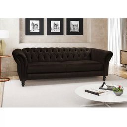 Sofá 3 Lugares Maggiore 2,40M Couro Marrom Café - Gran Belo - 2