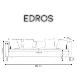 Sofá 3 Lugares Edros 2,12M Linho Cinza - Gran Belo - 2