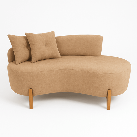 Sofá Orgânico 2 Lugares Com 2 Almofadas Curvo Sala Recepção Boucle - Montanaris Decor