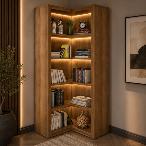Armário de Canto 68x68cm com 4 Prateleiras ME4132 Amêndoa - Tecno Mobili