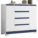 Ver imagem 1 de Cômoda Sapateira Atena 2 Portas e 4 Gavetas Quadriflex Branco-Azul - Móveis Albatroz