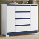 Ver imagem 2 de Cômoda Sapateira Atena 2 Portas e 4 Gavetas Quadriflex Branco-Azul - Móveis Albatroz
