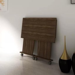 Mesa Escrivaninha Dobrável com Rodízio Cor Nogal Me4117 Tecno Mobili - 3 Mesa Escrivaninha Dobrável com Rodízio Cor Nogal Me4117 Tecno Mobili - 3