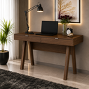 Ver imagem 1 de Mesa para Escritório Pés Retrô 2 Gavetas ME4128 Tecno Mobili - Nogal