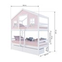 Ver imagem 3 de Beliche Casinha Dos Sonhos com 02 Gavetas Madeira Maciça Rosa/ Branco Megamobilia