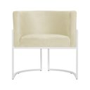 Ver imagem 3 de Poltrona Luana Suede Marfim Base Branca Sala Luxo - Fm