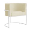 Ver imagem 1 de Poltrona Luana Suede Marfim Base Branca Sala Luxo - Fm