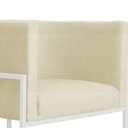 Ver imagem 5 de Poltrona Luana Suede Marfim Base Branca Sala Luxo - Fm