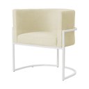 Ver imagem 2 de Poltrona Luana Suede Marfim Base Branca Sala Luxo - Fm