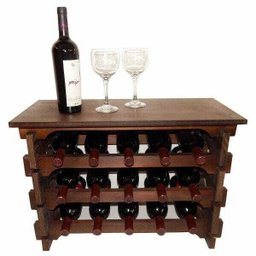 Adega Vinho Madeira 15 Garrafas Com Mesinha Cor Embuia C05 - 1