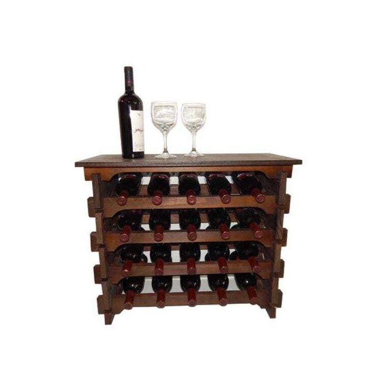 Adega Vinho Madeira 20 Garrafas Tipo Mesinha Cor Embuia C05