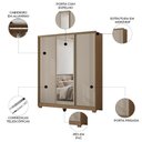 Ver imagem 3 de Guarda Roupa Casal 195cm 3 Portas Darlan Carvalho/Fendi Z17 - Mpozenato