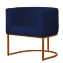Ver imagem 2 de Poltrona Reforçada Decorativa Sala Estar Jantar Gabriela Base Ferro Bronze Suede Azul Marinho