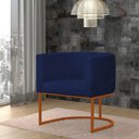 Ver imagem 1 de Poltrona Reforçada Decorativa Sala Estar Jantar Gabriela Base Ferro Bronze Suede Azul Marinho
