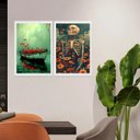 Ver imagem 2 de Kit 2 Quadros Decorativos da Morte Surge a Vida 24x18cm - com Vidro:moldura Branca