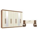 Ver imagem 1 de Guarda Roupa Casal 8 Portas 4 Gavetas Master New com Espelho e Cabeceira Casal Loanda com Gaveta