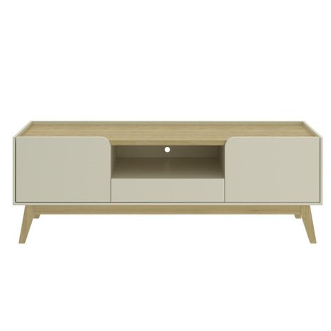 Rack Bancada para Tv até 75 Polegadas 2 Portas Usinadas Arredondadas 1 Gaveta 180 Cm com Nicho