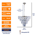 Ver imagem 3 de Lustre Pendente Cristal Legítimo Sala de Jantar Luxo Fasano 50cm Bivolt:prateado/bivolt
