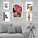 Ver imagem 2 de Composição 5 Quadros Lgbt - Lésbicas - com Vidro:madeira Branca