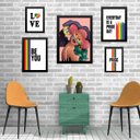 Ver imagem 1 de Composição 5 Quadros Lgbt - Lésbicas - com Vidro:madeira Branca