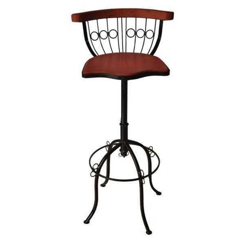 Banqueta Bistrô Regulável Giratória de Madeira e Ferro
