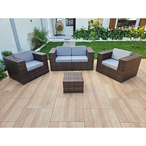 Conjunto de Sofá e Poltronas Quadrado Jardim Varanda Fibra Sintética