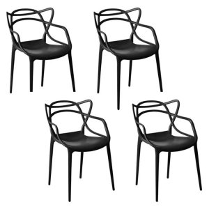 Kit 4 Cadeira Allegra Sala de Jantar Preto -