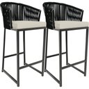 Ver imagem 1 de Kit 02 Banqueta Para Área Gourmet Cozinha Varanda Corda Náutica Sunset D04 Preto - Lyam Decor