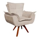 Ver imagem 1 de Poltrona Decorativa Giratória Gran Opala Base Madeira Suede Bege