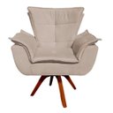 Ver imagem 2 de Poltrona Decorativa Giratória Gran Opala Base Madeira Suede Bege