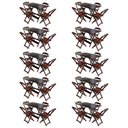 Ver imagem 1 de Kit 10 Jogos De Mesa Com 4 Cadeiras De Madeira Dobravel 120X70 - Imbuia - Marrom