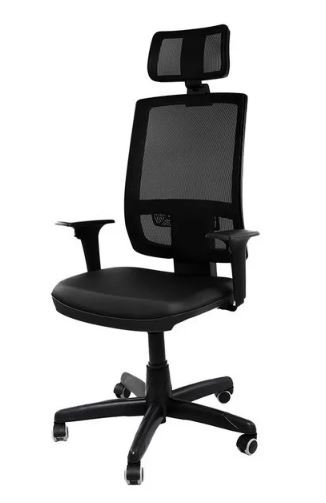 Cadeira Presidente Brizza Giratória Backsystem Nr17 com Braço 3d Assento Poliéster Plaxmetal Preta - 4