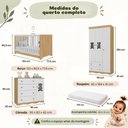 Ver imagem 7 de Quarto de Bebê Completo com Berço Americano 3 em 1 e Colchão Incluso Flor Multimóveis MP4934