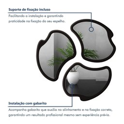 Conjunto 3 Espelhos Orgânicos Moldura MDF Miraggio - 6