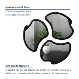 Conjunto 3 Espelhos Orgânicos Moldura MDF Miraggio - 7