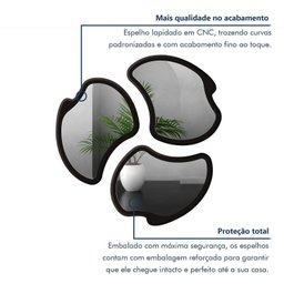 Conjunto 3 Espelhos Orgânicos Moldura MDF Miraggio - 5