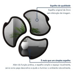 Conjunto 3 Espelhos Orgânicos Moldura MDF Miraggio - 8