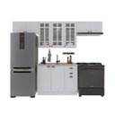 Ver imagem 2 de Cozinha Modulada 4 Peças 1 Balcão sem Tampo 3 Aéreos 100% MDF com Vidro Rodapé Bari