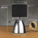 Ver imagem 4 de Luminária de Mesa Abajur Bojudo Escovado Alumínio Bivolt com Cúpula Tecido Algodão