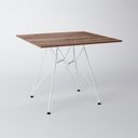 Ver imagem 1 de Mesa Eiffel Quadrada 90cm Tampo De Madeira Amendôa Com Base De Ferro Branco