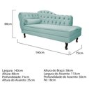 Ver imagem 4 de Kit Diva Recamier Juliana 140cm Lado Direito e 02 Poltronas Classic Suede Azul Tiffany - Amarena Móv