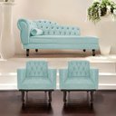Ver imagem 3 de Kit Diva Recamier Juliana 140cm Lado Direito e 02 Poltronas Classic Suede Azul Tiffany - Amarena Móv