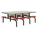 Ver imagem 4 de Mesa para Refeitório Fixa 8 Lugares Mdp Branco de 25 Mm - Assento Vermelho - 50103