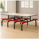 Ver imagem 5 de Mesa para Refeitório Fixa 8 Lugares MDP Branco de 25 mm - Assento Vermelho - 50103