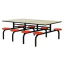 Ver imagem 1 de Mesa para Refeitório Fixa 8 Lugares Mdp Branco de 25 Mm - Assento Vermelho - 50103