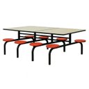 Ver imagem 1 de Mesa para Refeitório Fixa 8 Lugares MDP Branco de 25 mm - Assento Vermelho - 50103