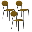 Ver imagem 1 de Kit 03 Cadeiras Estofada para Sala de Jantar Azuri Preto C01 Linho Mostarda - Lyam Decor