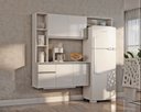Ver imagem 1 de Armário de Cozinha Mel Suspensa Compacta com Balcão 163cm Mdf Damasco Poquema Móveis