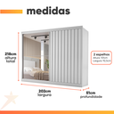 Ver imagem 4 de Guarda Roupas Casal 2 Portas de Correr com Espelho Ripado 100% Mdf 4 Gavetas Malta